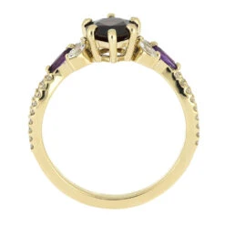 Garnet Engagement Ring With Amethyst And Diamond Accents -Johan Jewelry Shop E5600YG 4