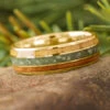 Men's Jade Wedding Band With Wood And Yellow Gold 1 Men's Jade Wedding Band With Wood And Yellow Gold -Johan Jewelry Shop E5604YGArtCropped 1
