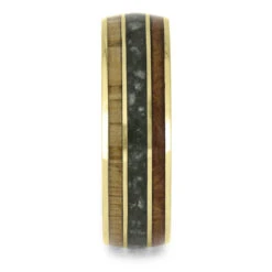 Men's Jade Wedding Band With Wood And Yellow Gold -Johan Jewelry Shop E5604YG 2