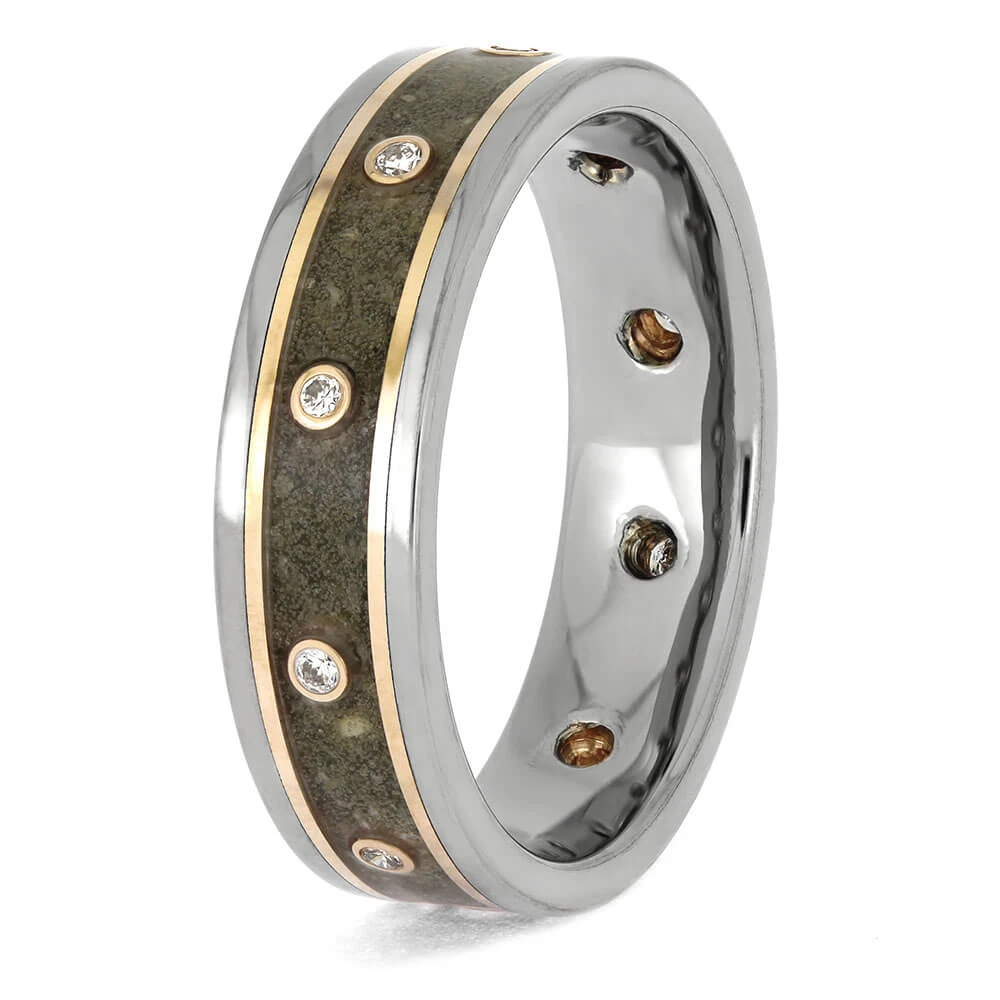 Diamond Eternity Memorial Ring With Rose Gold And Titanium 6 Diamond Eternity Memorial Ring With Rose Gold And Titanium - Image 4