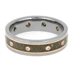 Diamond Eternity Memorial Ring With Rose Gold And Titanium 11 Diamond Eternity Memorial Ring With Rose Gold And Titanium -Johan Jewelry Shop E5610RG 4