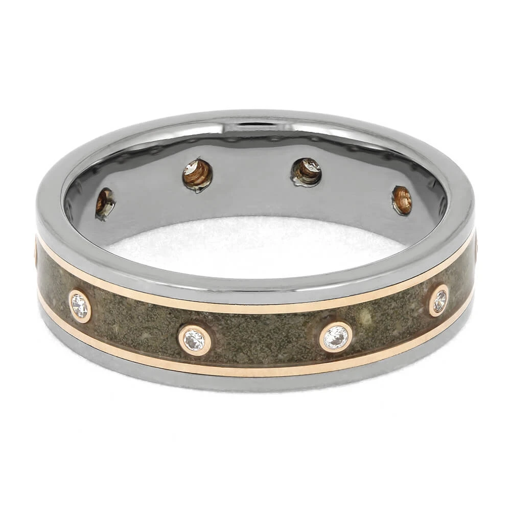 Diamond Eternity Memorial Ring With Rose Gold And Titanium 7 Diamond Eternity Memorial Ring With Rose Gold And Titanium - Image 5