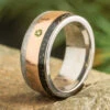 Meteorite Ring For Men With Rose Gold And Peridot Stone -Johan Jewelry Shop E5621ArtCropped 4
