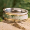 Men's Moss Agate Wedding Band With Gold Accents -Johan Jewelry Shop E5622ArtCropped 5