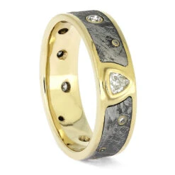 Meteorite Eternity Band For Men In Yellow Gold -Johan Jewelry Shop E5624 1