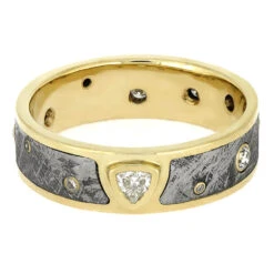 Meteorite Eternity Band For Men In Yellow Gold -Johan Jewelry Shop E5624 4