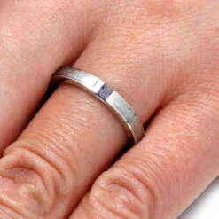 Triple Birthstone Ring With Meteorite And Alexandrite 13 Triple Birthstone Ring With Meteorite And Alexandrite -Johan Jewelry Shop E5625WGHandshot 1