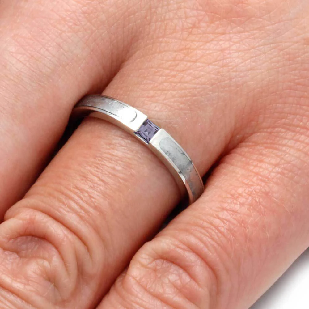 Triple Birthstone Ring With Meteorite And Alexandrite 8 Triple Birthstone Ring With Meteorite And Alexandrite - Image 6