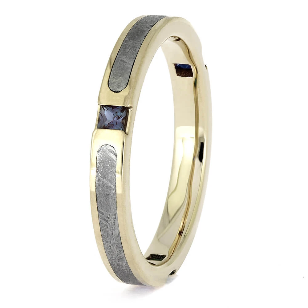 Triple Birthstone Ring With Meteorite And Alexandrite 6 Triple Birthstone Ring With Meteorite And Alexandrite - Image 4