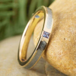 Alexandrite And Meteorite Ring With Three Birthstones