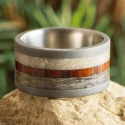 Wide Memorial Ring With King Wood And Titanium