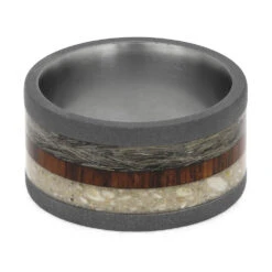 Wide Memorial Ring With King Wood And Titanium -Johan Jewelry Shop E5633 4