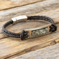 Memorial Bracelet With Ashes And Leather Band