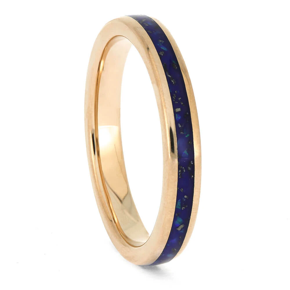 Rose Gold And Blue Opal Stardust Wedding Band For Women 4 Rose Gold And Blue Opal Stardust Wedding Band For Women - Image 2