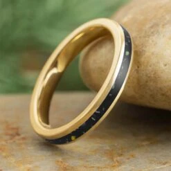 Yellow Gold And Black Opal Stardust Ring For Women