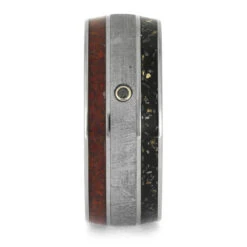 Meteorite, Stardust, And Opal Wedding Band For Men -Johan Jewelry Shop E5649 2