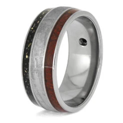 Meteorite, Stardust, And Opal Wedding Band For Men -Johan Jewelry Shop E5649 3