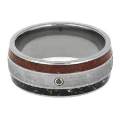 Meteorite, Stardust, And Opal Wedding Band For Men -Johan Jewelry Shop E5649 4