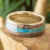 Turquoise And Antler Wedding Band For Men