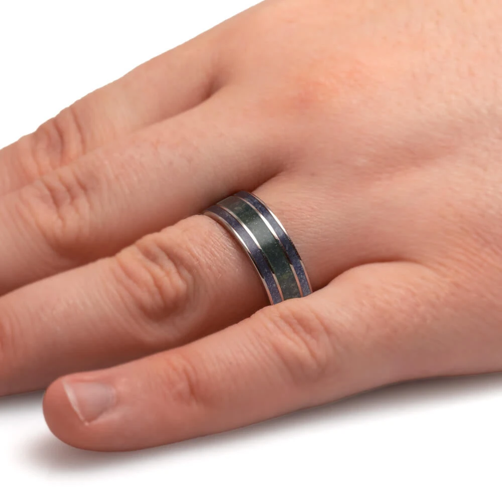 Triple Birthstone Ring In Titanium 8 Triple Birthstone Ring In Titanium - Image 6