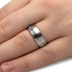 Platinum Memorial Ring With Gibeon Meteorite -Johan Jewelry Shop E5663Handshot