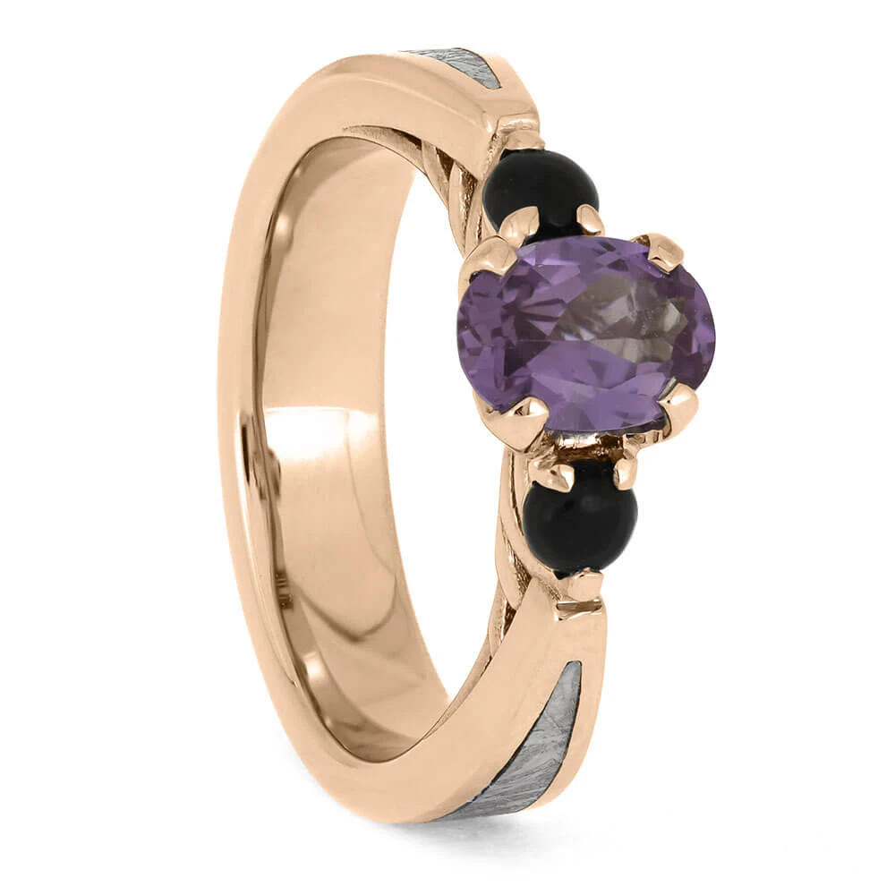 Alexandrite And Onyx Engagement Ring In Rose Gold 4 Alexandrite And Onyx Engagement Ring In Rose Gold - Image 2