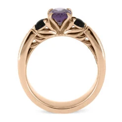 Alexandrite And Onyx Engagement Ring In Rose Gold 12 Alexandrite And Onyx Engagement Ring In Rose Gold -Johan Jewelry Shop E5667RG 4