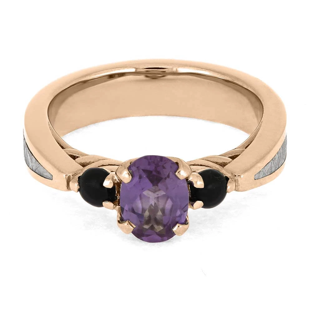 Alexandrite And Onyx Engagement Ring In Rose Gold 8 Alexandrite And Onyx Engagement Ring In Rose Gold - Image 6