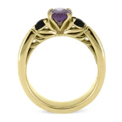 Onyx And Meteorite Engagement Ring In Yellow Gold -Johan Jewelry Shop E5667YG 4