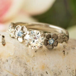 Handmade Engagement Ring With Floral Decoration