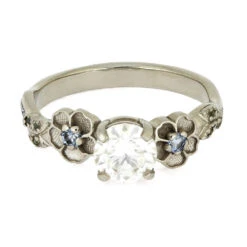 Handmade Engagement Ring With Floral Decoration 13 Handmade Engagement Ring With Floral Decoration -Johan Jewelry Shop E5669WG 5