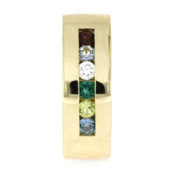 Custom Gold Birthstone Ring With Six Gemstones 9 Custom Gold Birthstone Ring With Six Gemstones -Johan Jewelry Shop E5671YG 2