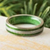 Green Wood And Meteorite Wedding Band In Titanium 2 Green Wood And Meteorite Wedding Band In Titanium -Johan Jewelry Shop E5672ArtCropped 1
