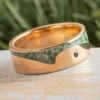 Rose Gold And Moss Agate Wedding Band With Sapphire