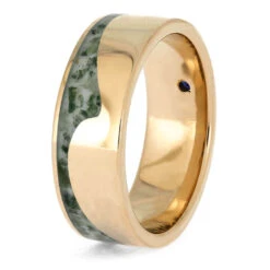Rose Gold And Moss Agate Wedding Band With Sapphire -Johan Jewelry Shop E5674RG 3