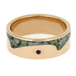 Rose Gold And Moss Agate Wedding Band With Sapphire -Johan Jewelry Shop E5674RG 4