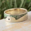 Wavy White Gold Wedding Band With Moss Agate -Johan Jewelry Shop E5674WGArtCropped 1