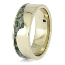 Wavy White Gold Wedding Band With Moss Agate -Johan Jewelry Shop E5674WG 3