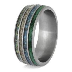 Memorial Ring With Opal, Turquoise, Ashes And Wood -Johan Jewelry Shop E5681 3