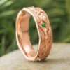 Rose Gold And Green Tourmaline Wedding Band With Floral Design 2 Rose Gold And Green Tourmaline Wedding Band With Floral Design -Johan Jewelry Shop E5693RGArtCropped 1