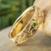 Floral Wedding Band In Yellow Gold With Green Tourmaline Accents 2 Floral Wedding Band In Yellow Gold With Green Tourmaline Accents -Johan Jewelry Shop E5693YGArtCropped 2