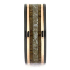Black Zirconium And Rose Gold Memorial Ring -Johan Jewelry Shop E5701RG 2