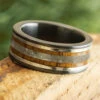 Custom Black Zirconium Memorial Ring With Wood And White Gold 1 Custom Black Zirconium Memorial Ring With Wood And White Gold -Johan Jewelry Shop E5701WGArtCropped 1