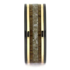 Memorial Ring In Black Zirconium With Mangowood -Johan Jewelry Shop E5701YG 2