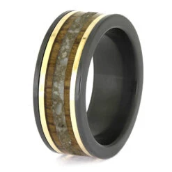 Memorial Ring In Black Zirconium With Mangowood -Johan Jewelry Shop E5701YG 3