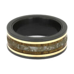 Memorial Ring In Black Zirconium With Mangowood -Johan Jewelry Shop E5701YG 4