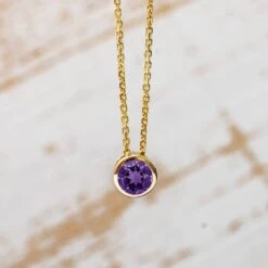 5 Mm Bezel Set Birthstone Pendant Or Necklace