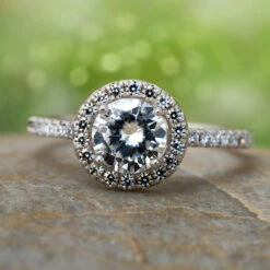 Charles & Colvard Moissanite Halo Engagement Ring