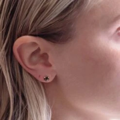 Green Moldavite Meteorite Stud Earrings -Johan Jewelry Shop E612698Art 1