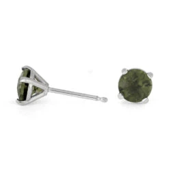 Green Moldavite Meteorite Stud Earrings -Johan Jewelry Shop E612698 3